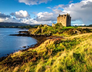 Scottish Coastal Castle Landscape.