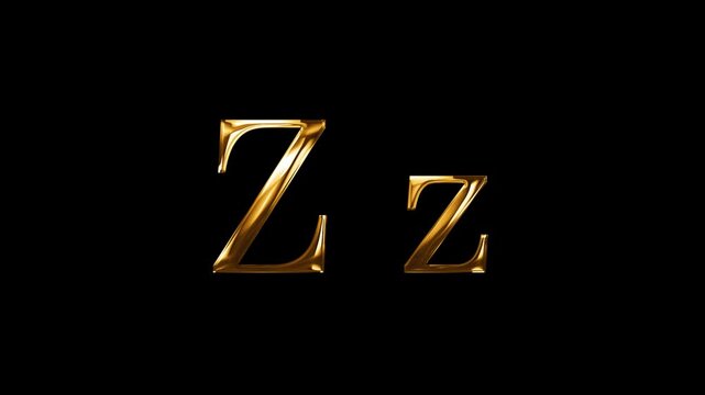 Golden letter Z with transparent background, golden alphabet with alpha channel