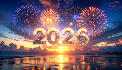 New Year 2026 Fireworks Celebration.
