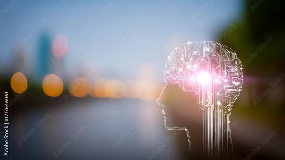 Poster brain power concept image: the image shows a glowing representation of a brain, suggesting intellige