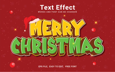 Obraz premium Merry Christmas text effect, Editable text effect in illustrator
