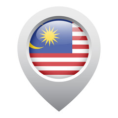 Fototapeta premium map pointer icon with glossy round flag of Malaysia