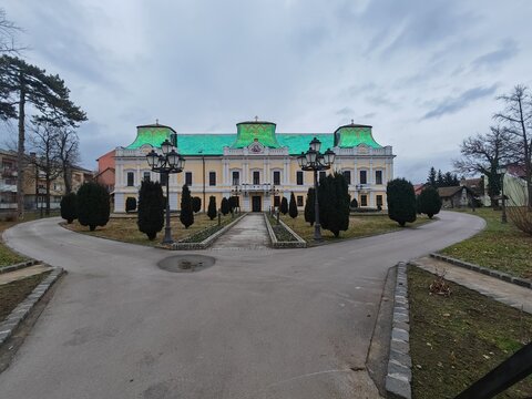 Bishop Palace landmark building with green roof in Vrsac Serbia
