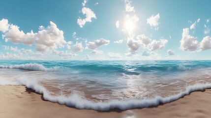 Scenic white sand beach under bright sunlight high resolution picture