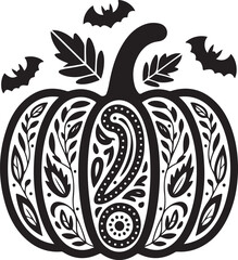 Halloween paisley pumpkin silhouette decorative vector