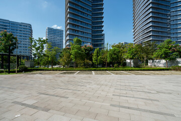 Square and modern office buildings in a business technology park, Chongqing, China