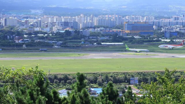 Jets at Jeju Airport Landing