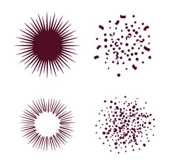 Abstract design elements featuring sunbursts confetti and decorative vector illustrations