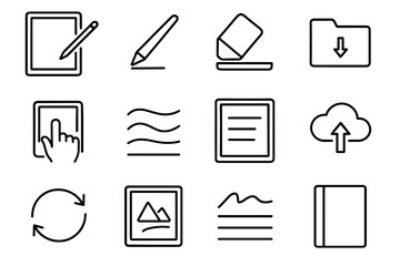 Handwriting cloud cover digital tool lines icon writing pen folder vector display