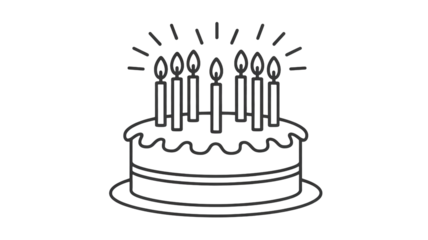 Celebration cake with lit candles for festive birthday wishes