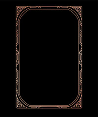 Rectangular frame of golden iridescent color on black background. Vector design element