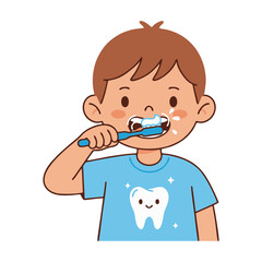 Obraz premium vector illustration of a boy brushing his teeth. isolated on a white background