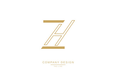 ZH, HZ, Z, H Abstract Letters Logo Monogram design Font Icon