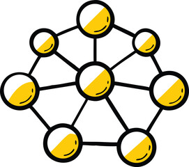 Abstract network of connected nodes and lines