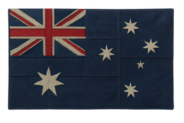 Iconic Australian flag, richly textured fabric, isolated on transparent background.