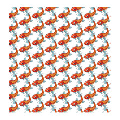 Seamless Cartoon Koi Fish Pattern &ndash; Colorful Aquatic Animal Repeating Background Design