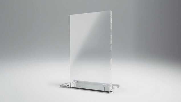 Transparent acrylic table stand display for menu isolated, white background
