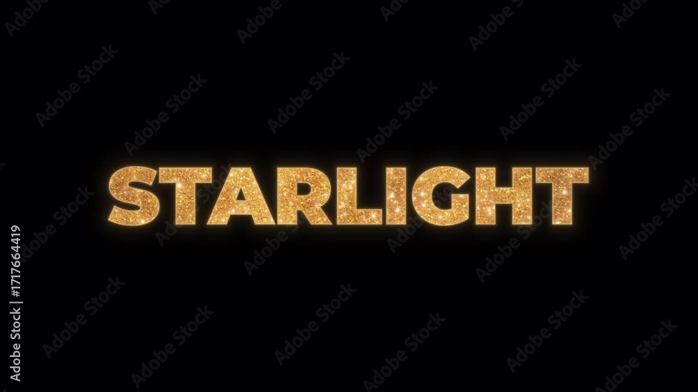 Poster elegant starlight word in golden glitter text with luxury sparkle and shine effect. glamorous gold t