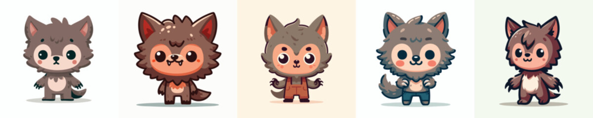 Cute Chibi Werewolf Kid Cartoon Character Vector for Halloween, Fantasy, and Spooky Monster Design