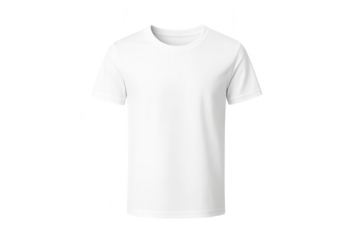 Plain white t-shirt mockup, isolated on transparent background, customizable