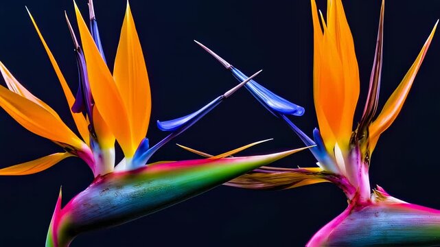 Vibrant bird of paradise flower close-up