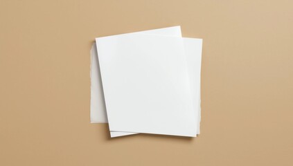 White business card on wooden table. Blank portrait A4