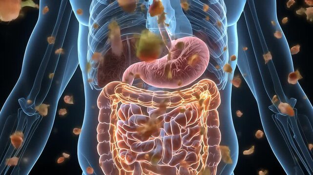 Human Digestive System Anatomy Visualization Medical Educational Video