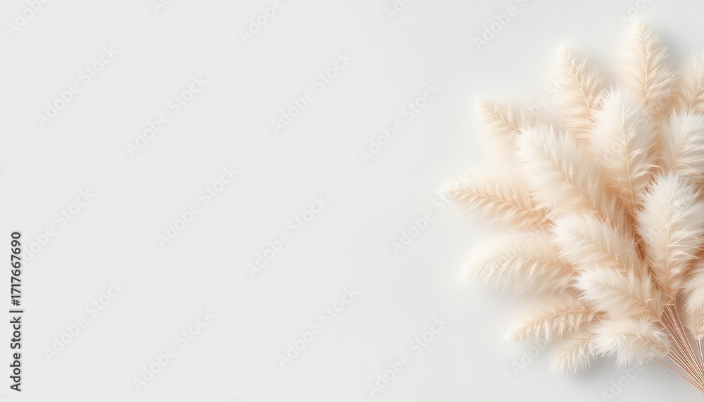Poster fluffy plumes create a soft and airy botanical arrangement perfect for a neutral textured background