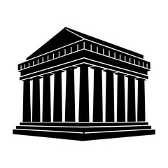 Obraz premium Illustration of a classical building with columns in black and white