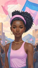 Portrait of a young woman at a protest