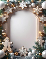frosted gingerbread candy border with dripping caramel festive sweet holiday frame