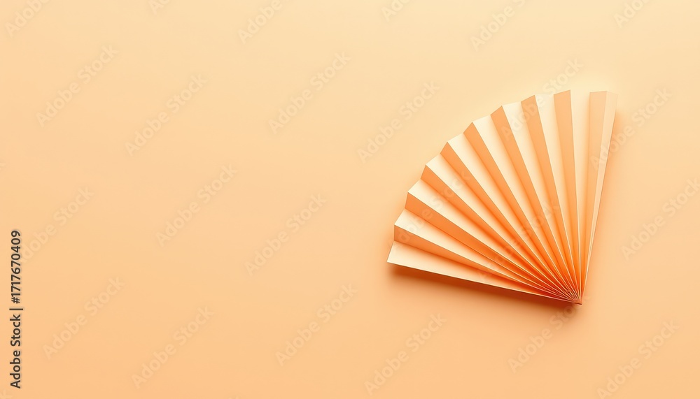Poster elegant apricot paper fan decoration offering a delicate texture against a matching backdrop with am