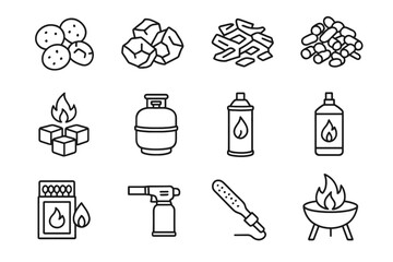 Pit tank matches icons briquettes propane vector box icon firelighter bbq fuel
