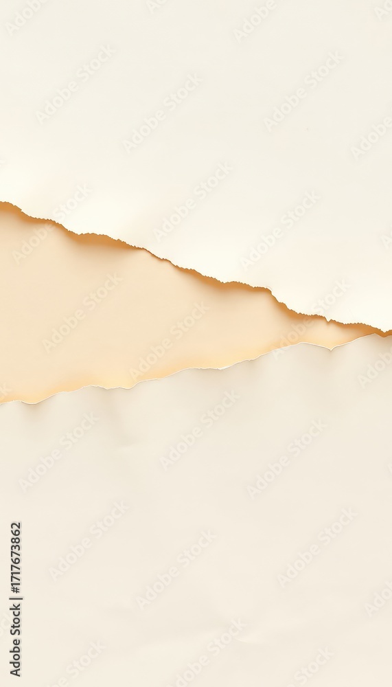 Poster torn edge of beige paper reveals a softer, lighter tone below, creating a textured abstract design o