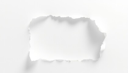 Naklejka premium Torn White Sheet Abstract paper with ragged edges reveals a contrasting clean space, creating a minimal and textured background