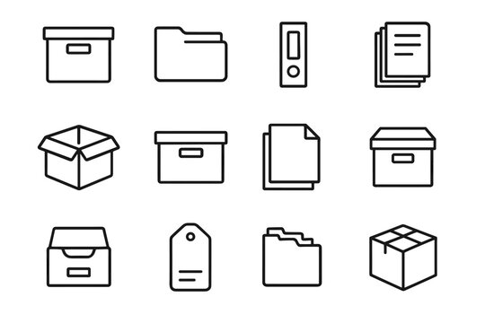 Document cardboard icons stack icon tabs vector folder box office label file