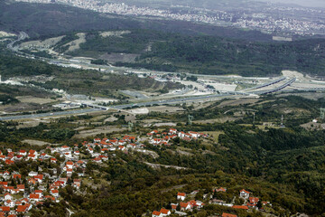 Panoramic view from Avala Tower near city of Belgrade, Serbia