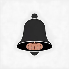 Black bell with brown clapper simple design notification concept isolated on white background