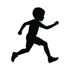 Obraz premium Energetic Black Boy Running, Youth Sprint Silhouette, Active Child Running, Fast Young Runner, Dynamic Kids Silhouette