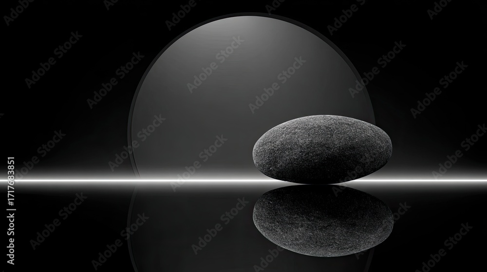 Aufkleber abstract composition with stone reflecting in dark minimalist setting