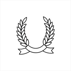 Laurel Wreath Ribbon Symbol Vector Illustration