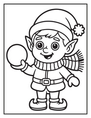 Christmas Coloring Book for Kids and Adults – Fun and Simple Holiday Coloring Pages with Cute Elves, Gifts, Trees, and Festive Designs, Elf Bold & Easy