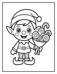 Christmas Coloring Book for Kids and Adults – Fun and Simple Holiday Coloring Pages with Cute Elves, Gifts, Trees, and Festive Designs, Elf Bold & Easy
