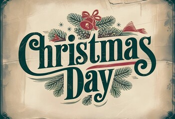 Naklejka premium Christmas Day vintage-style typography