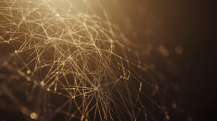 A gold and black abstract image with many lines and dots