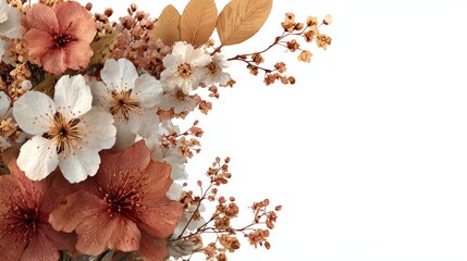 Elegant floral and leaf border in watercolor style for funeral program, soft Nutella tones, delicate decorative frame for memorial and remembrance design, peaceful and respectful layout