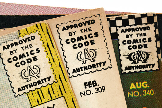 Los Angeles, California &ndash; September 21, 2025: Vintage &ldquo;Approved by the Comics Code Authority&rdquo; logo from Action Comics cover