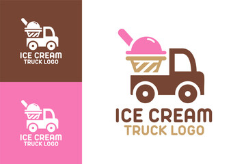 Ice Cream Truck Logo Stylish Frozen Dessert Identity