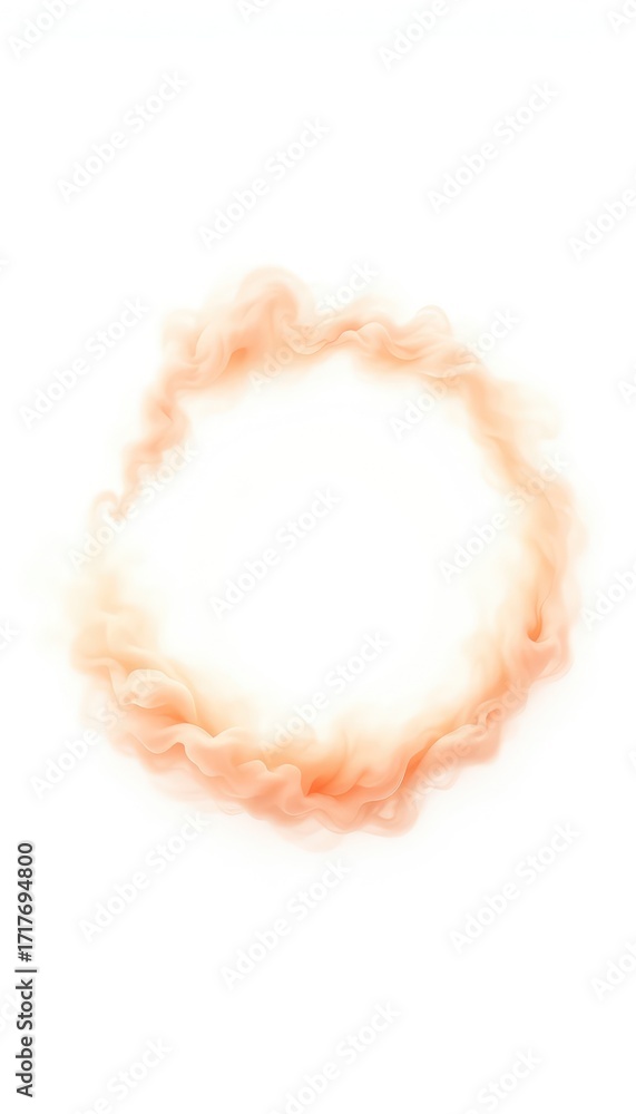 Poster delicate peach colored smoke swirls in a mesmerizing ring, creating a frame around the bright empty 