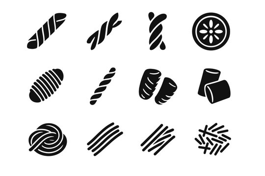 Strozzapreti garganelli busiate malloreddus shapes vector vermicelli icon icons filini pasta taglierini